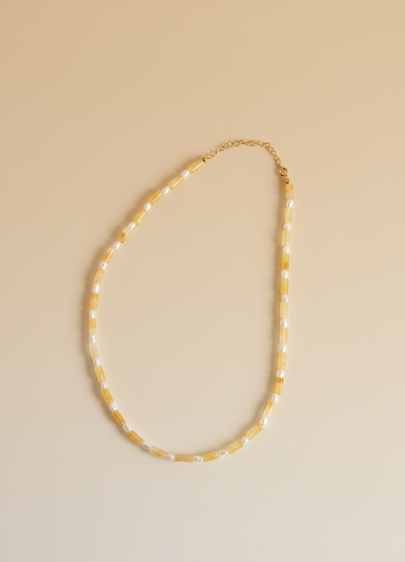 Collier aventurine jaune Manoé, bijou artisanal suisse